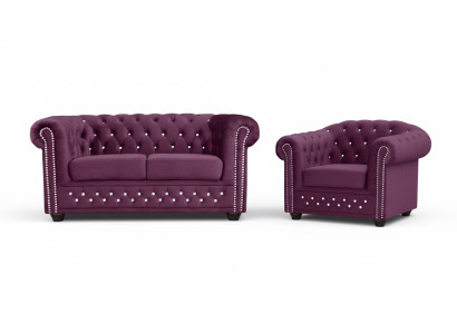 Chesterfield Sofagarnitur 2+1 Sitzer Design Couch Sofa Garnitur Set Neu