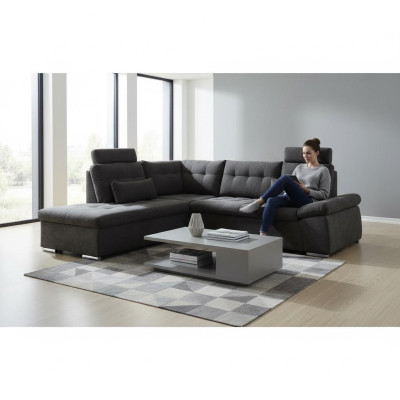 Ecksofa L-Form Sofa Couch Design Polster Modern Textil Bettfunktion Stoff