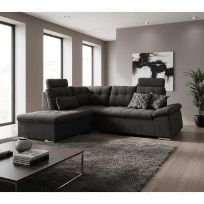 Ecksofa L-Form Sofa Couch Design Polster Modern Textil Bettfunktion Stoff