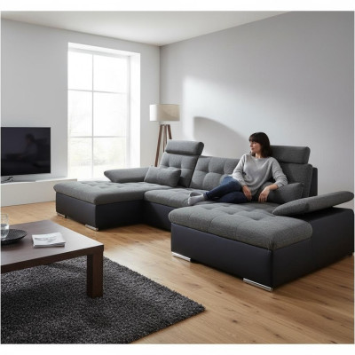 Ecksofa L-Form Sofa Wohnlandschaft Garnitur Bettfunktion Polster Design