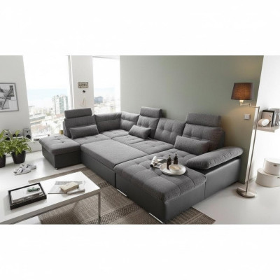 Design Ecksofa Stoff L-Form Bettfunktion Couch Polster Eck Modern