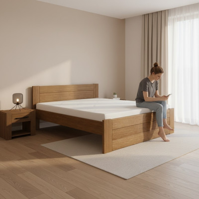 Holzbett Echtes Holz Bett Betten Hotel 200x200 Stil Massive Möbel Schlafzimmer