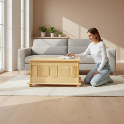 Deko Box Vollholz Möbel Holz Möbel Handarbeit Schatule Truhe Echtholz 86x45cm