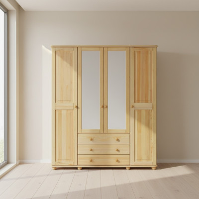 Kleiderschrank Schränke Schrank Schrankwand 4 Türen Holz Möbel Schlafzimmer Neu