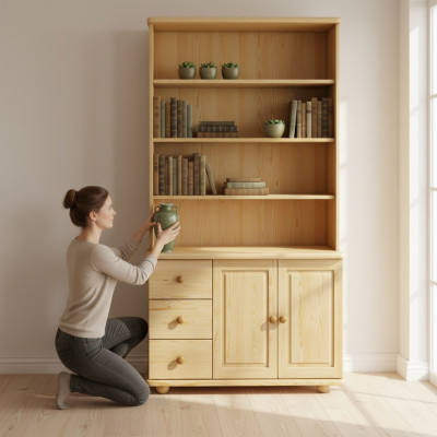 Bücherregal Bücherwand Holzregal Regal Schrank Wandschrank Holz Möbel Handarbeit