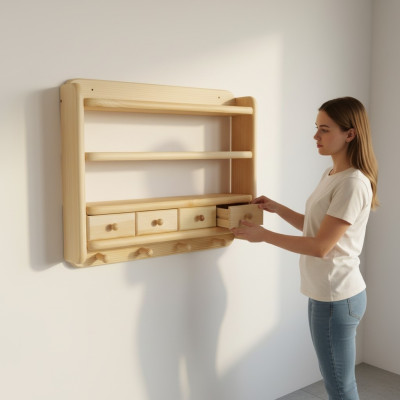Schrank Vollholz Möbel Holz Regal Massivholz Wandschrank Regale Küchenschrank