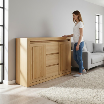 Anrichte Kommode Massivholz Schrank Schränke Echtes Holz Eiche 140x90cm Kommoden