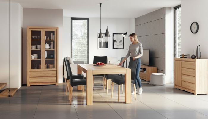 Holz Vitrine Wohnzimmerschrank Vollholz Schrank Holz Schränke Glas Vitrinen Neu