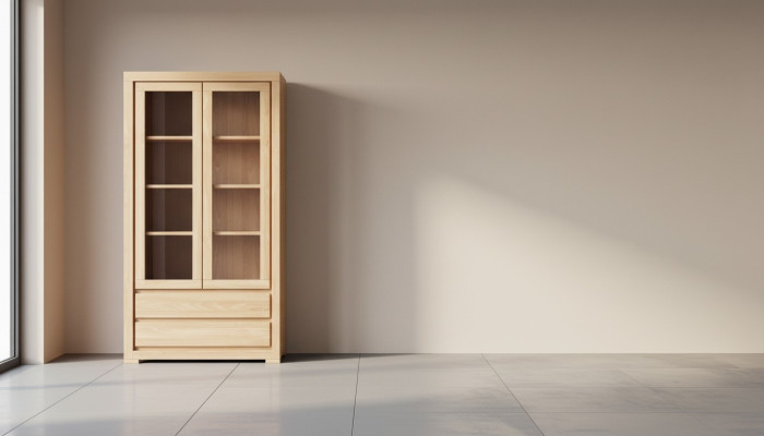 Holz Vitrine Wohnzimmerschrank Vollholz Schrank Holz Schränke Glas Vitrinen Neu