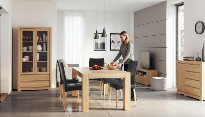 Essgarnitur Echtes Holz Massivholz Tisch + 6 Stühle Essgruppe Garnitur Vollholz