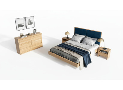 Schlafzimmer Möbel 3tlg. Set Bett Massivholz Nachttische 2x Betten Echtes Holz