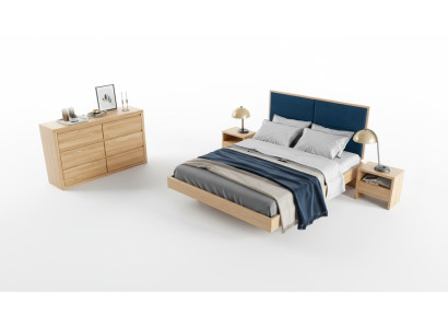 Schlafzimmer Set 4tlg. Set Bett 2x Nachttische Kommode Massiv Holz Garnitur Neu