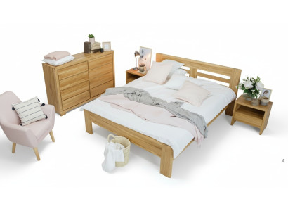 Schlafzimmer Möbel Set Bett Massivholz Nachttische 2x Betten Echtes Holz 3tlg.