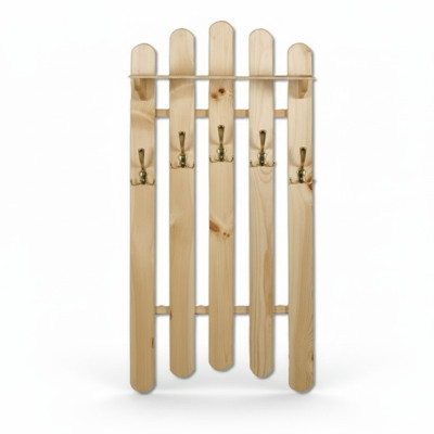 Handgefertigte Wandgarderobe aus massivem Kiefernholz Kleiderschrank mit 5 Haken