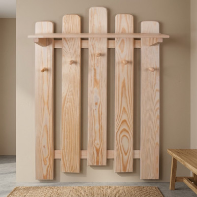 Garderobe Wandgarderobe mit 5 Haken, Wandpaneel Flurgarderobe Garderobenpaneel