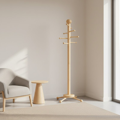 Kleiderständer Garderobenständer Holz Kleiderstange Design Garderobe mit 8 Haken