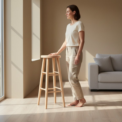 Rund Sitzhocker Holzhocker Massivholz Hocker Fußhocker Stühl Barhocker