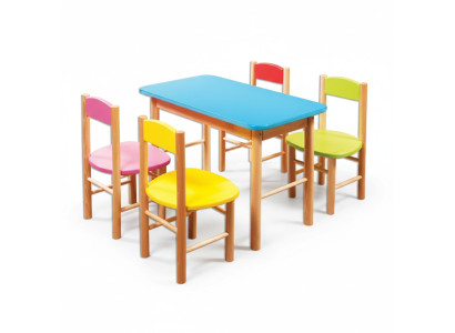 Stuhl Set Kinderzimmer Sitzgarnitur Echtes Holz Massiv 5tlg. Sitz Gruppe Tisch