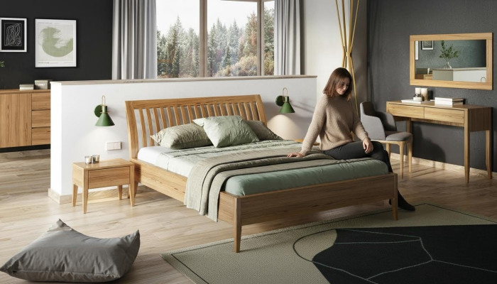 Echtes Holz Schlafzimmer 6tlg. Set 2x Nachttisch Sсhminktisch Kommode Spiegel