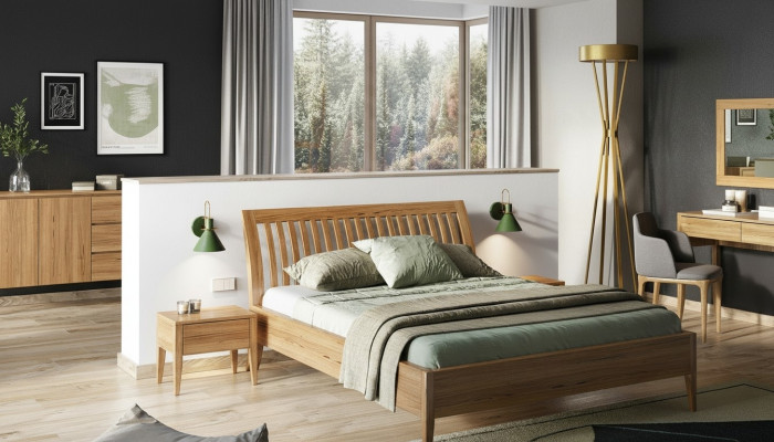 Echtes Holz Schlafzimmer 6tlg. Set 2x Nachttisch Sсhminktisch Kommode Spiegel