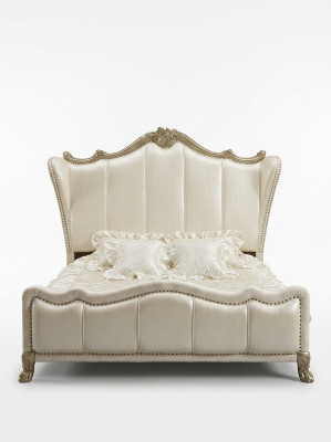 Klassisches Bett Barock Rokoko Chesterfield Stil Doppel Leder Hotel Antik Betten