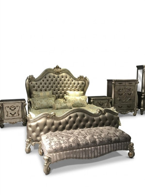 Bett 2x Nachttisch 3 tlg. Schlafzimmer Set Design Luxus Betten Chesterfield