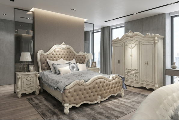 Bett + 2x Nachttisch 3 tlg. Schlafzimmer Set Luxus Designer Schlafzimmer