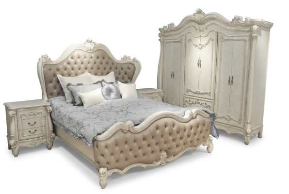 Bett + 2x Nachttisch 3 tlg. Schlafzimmer Set Luxus Designer Schlafzimmer