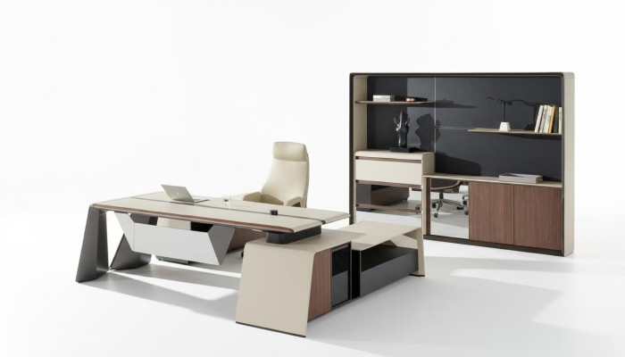Büroeinrichtung Arbeitszimmer Büro Möbel Tisch Schrank Sessel 3tlg Set