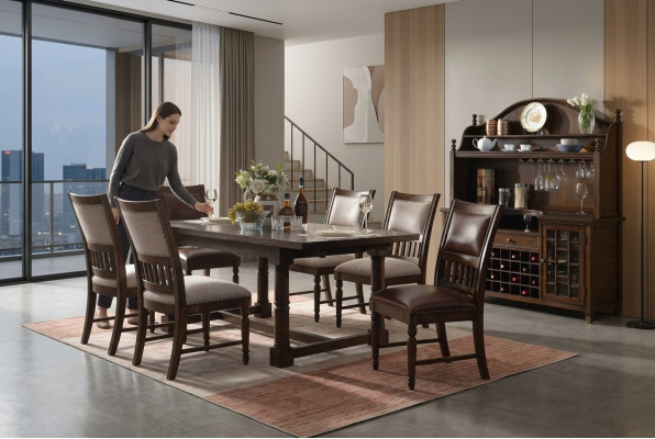 Esszimmer Set Esstisch 6 Stühle Anrichte Tische Holz Design Gruppe Garnitur 9tlg