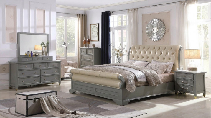 Schlafzimmer Set Designer Luxus Holz Möbel 180x200cm Bett 2x Nachttisch 3 tlg.