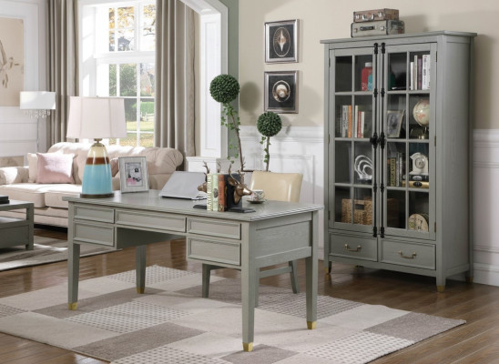 Büro Set Einrichtung Landhaus Schreibtisch Stuhl Aktenschrank Regal Tisch 3 tlg.