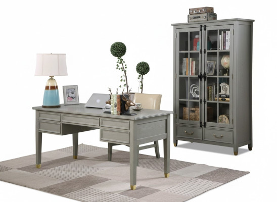 Büro Set Einrichtung Landhaus Schreibtisch Stuhl Aktenschrank Regal Tisch 3 tlg.