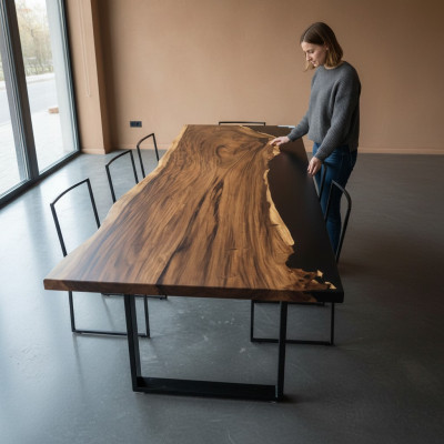 Epoxid Harz Esstisch Echtes Massiv Holz Möbel Wasserfall Epoxy Tisch