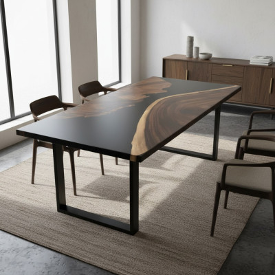 Luxus River Table Epoxidharz Esstisch Massiv Tische 150x80 cm Echtes