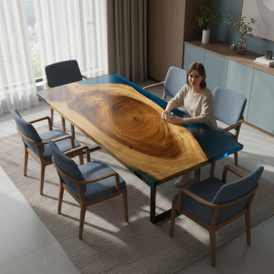Couchtisch River Table Epoxidharz Massiv Tische 121x61 Flusstisch Echtes