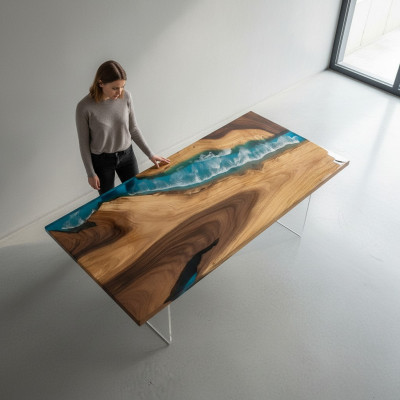 Esstisch River Table Massiv Tische 160x81 Flusstisch Meer Waterfall