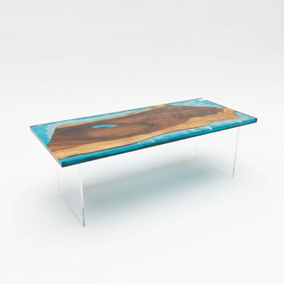 Flusstisch Esstisch River Table Massiv Tische 202x81 Epoxidharz Meer