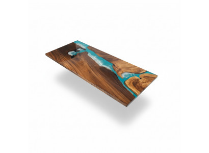 Epoxid Harz Fluss Tisch Echtes Massiv Holz Blau Wasser Tissche Epoxy
