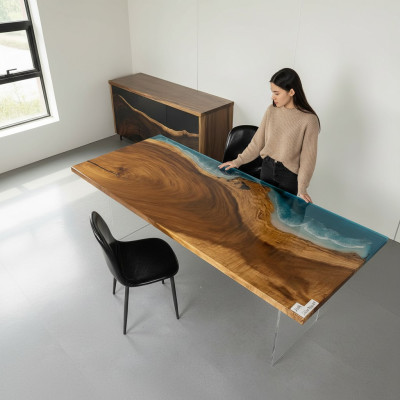 Tisch Esstisch Tische Harz Epoxy Massive Design Möbel 221x91 Echtes