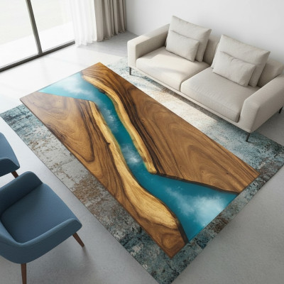 Luxus Tische Echtes Holz Epoxid Harz Fluss Tisch Schwarz Wasser Epoxy