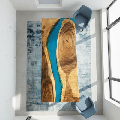 Echtes Holz Wasserfall Tisch Epoxid Harz Esstisch Tische Epoxy Massive