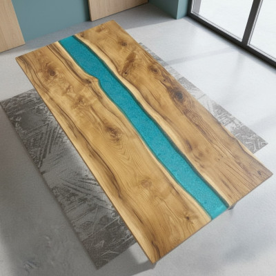 Echtes Holz Wasserfall Tisch Epoxid Harz Tische Esstisch Epoxy Massive