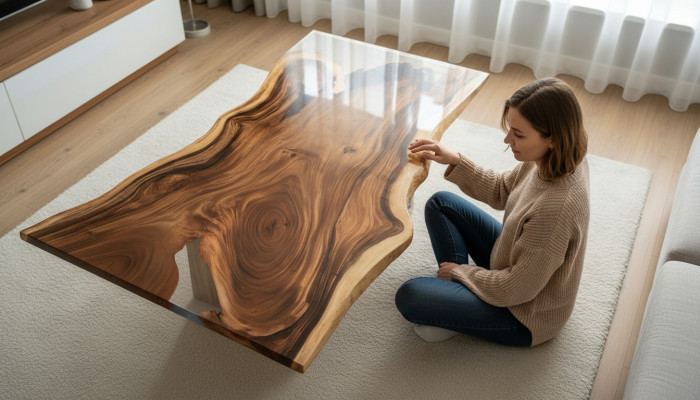 Epoxidharz Esstisch River Table Echtes Holz Massiv Tische 200x90