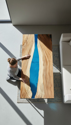Esstisch River Table Echtes Holz Flusstisch Deko Massiv Epoxidharz Tische
