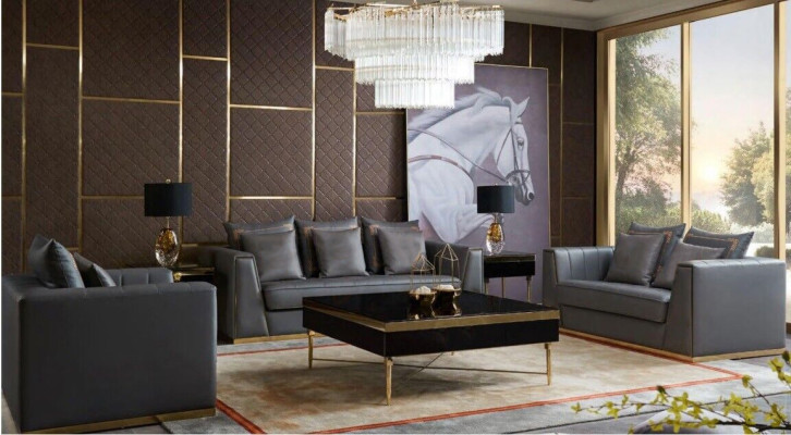 Dreisitzer Couch Modern Couch Polster Sofa 3 Sitzer Leder Couchen