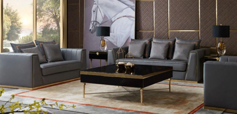Dreisitzer Couch Modern Couch Polster Sofa 3 Sitzer Leder Couchen