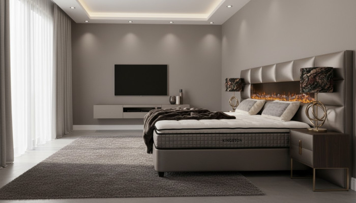 Bett 2x Nachttisch 3 tlg. Schlafzimmer Set Design Modern Luxus Bettgestellt