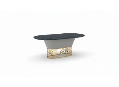 Luxus Designer Edelstahl Metall Esstisch Tische Wohn Zimmer Marmor Design