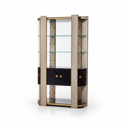 Designer Vitrine Holz Schrank Schränke Wohnzimmer Regale Büro Regale Glasschrank